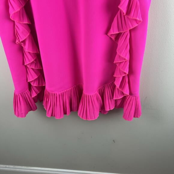 TCEC Dress Hot Pink Ruffle Pleated Mini Size Large - Picture 7 of 10